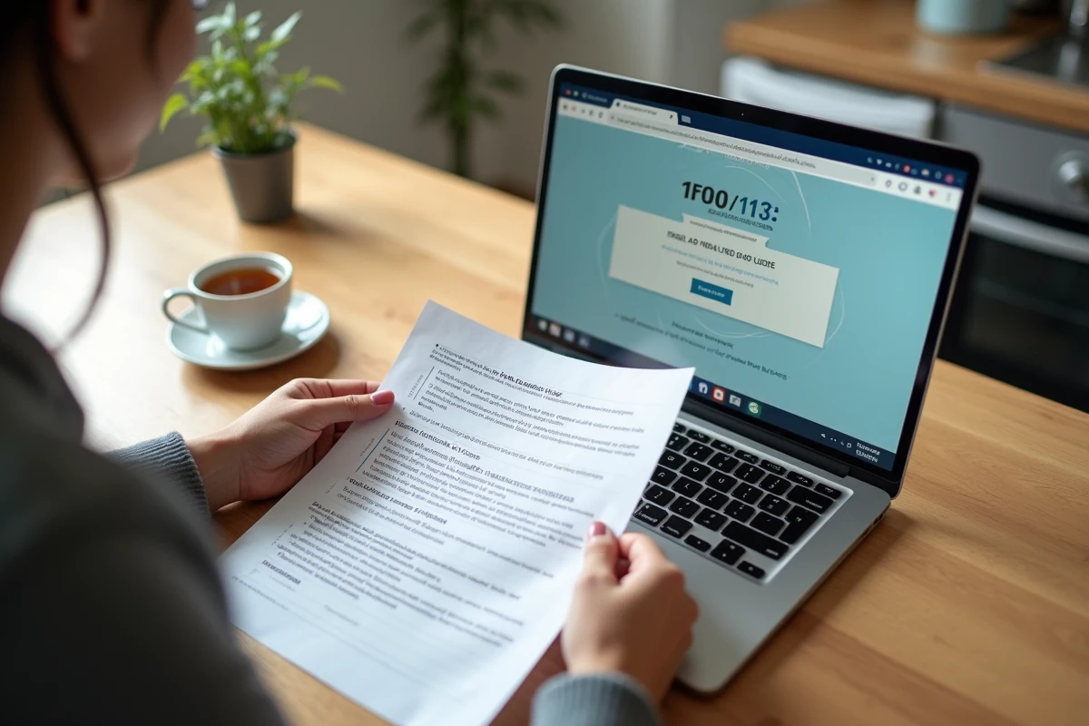 Gros plan sur une attestation de bourse CROUS imprimée posée à côté d'un ordinateur affichant le portail étudiant