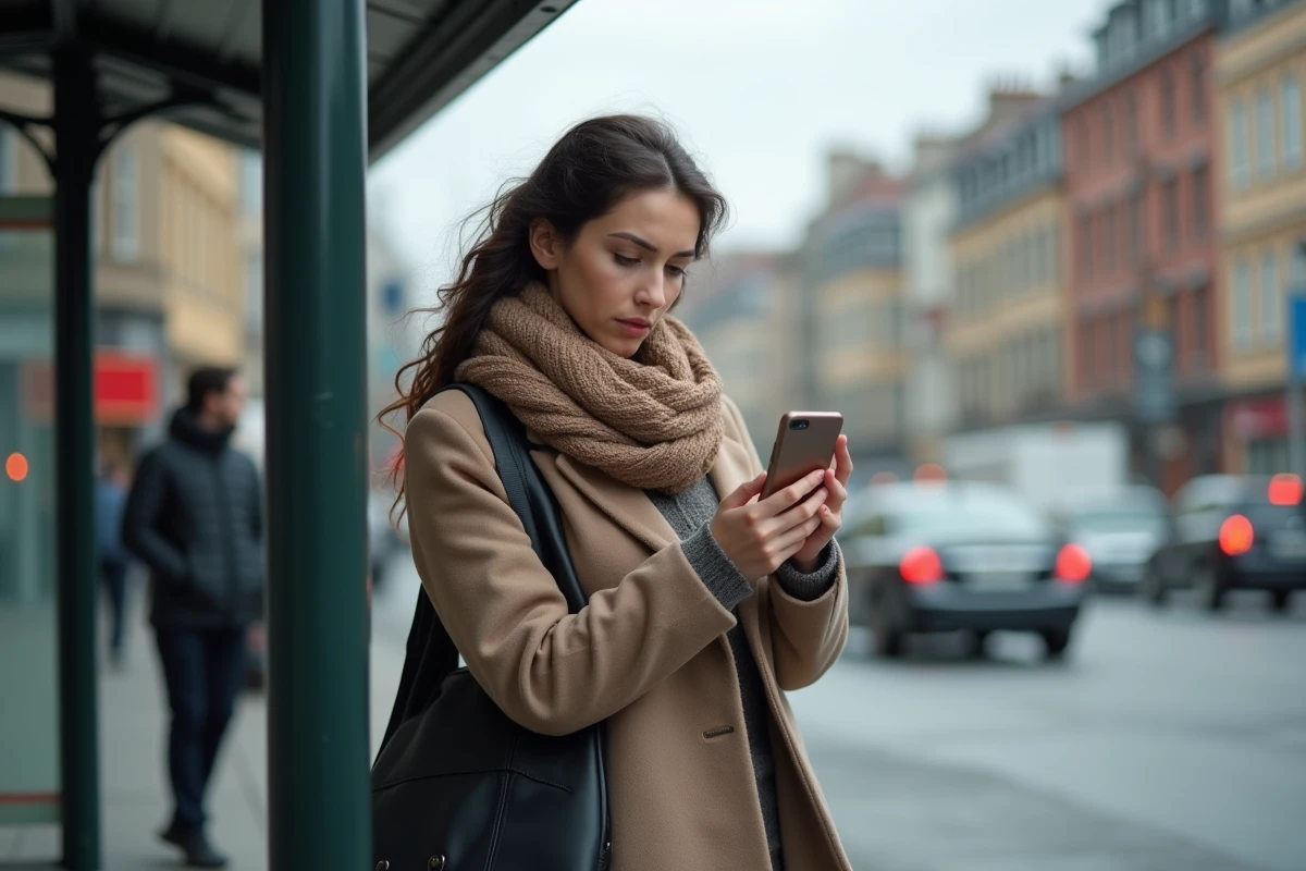 Jeune femme sceptique regardant son téléphone à l
